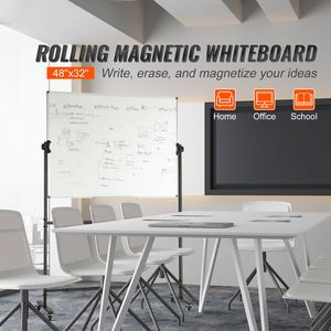 Lavagna Magnetica Mobile a Doppia Faccia 48x32 Pollici, Girevole a 360 Gradi, Altezza Regolabile, Lavagna Cancellabile a Secco - Product Image 2