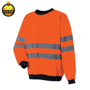 Sweat-shirt de sécurité haute visibilité à manches longues avec logo brodé en polyester OEM et bande réfléchissante - Product Image 6