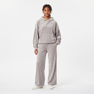 <b>Women</b> Plus Size Breathable Hip Hop Fleece <b>Velour</b> Hooded <b>Tracksuit</b> Full Sleeve Regular Fit Elastic Waist Pullover Winter Wear - Product Image 1