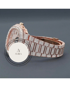 นาฬิกาข้อมืออัตโนมัติ Rose VVS Moissanite คุณภาพสูง หรูหรา สายสแตนเลส สไตล์ฮิปฮอป ประดับเพชรเต็มหน้าปัดทรงสี่เหลี่ยม - Product Image 5