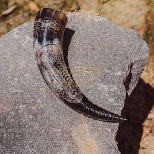 Corne à boire Viking en corne de bœuf naturelle, écologique, faite à la main, style rustique animalier, design nordique - Product Image 5