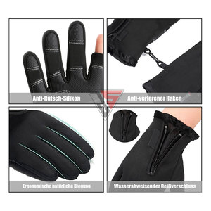 Gants de cyclisme d'hiver pour hommes, imperméables, thermiques, compatibles écran tactile, à doigts entiers, avec fermeture éclair, pour le cyclisme et les sports de plein air - Product Image 4