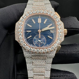 นาฬิกาโมอิสซาไนต์สุดหรู ทรงบริลเลียนท์คัท VVS1 นาฬิกาเพชรโมอิสซาไนต์ สไตล์ฮิปฮอป ประดับเพชรเต็มเรือน นาฬิกาอัตโนมัติ สำหรับผู้ชายและผู้หญิง สุดหรู - Product Image 1