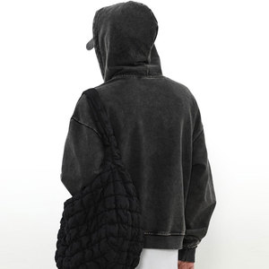 Sweat à capuche oversize streetwear délavé effet usé, design personnalisé, 100% coton épais, fermeture éclair intégrale, pour homme et femme - Product Image 3