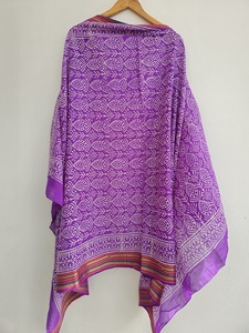 Handmade Wooden Block Print Cotton Scarves Leaf Pattern Lightweight & Breathable Beachwear for Women - Product Image 5