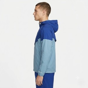 Men Hooded Windbreaker Jacket <b>Camouflage</b> OEM Service Color Blocking Blue Polyester Zipper Closure Formal Loose Waterproof - Product Image 6