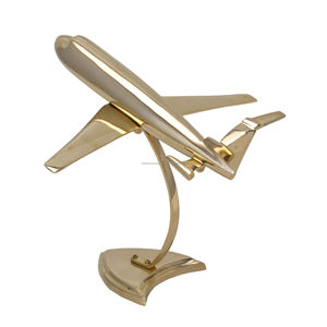 Décoration d'avion en laiton poli de style vintage antique avec support, vaisselle en métal, objet de décoration pour le bureau à domicile - Product Image 3