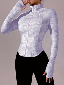 Women's Seamless Yoga <b>Jacket</b> Tops Gym Fitness <b>Workout</b> Sports Shirts Skinny Midweight Spandex/Nylon Elastic Waist Long Sleeve - Product Image 5