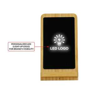 Bamboo Fast Wireless Charger Stand 15W with LED Logo - Product Image 6