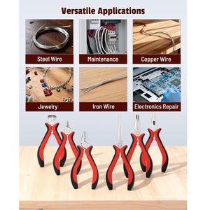 6-Piece Mini <b>Pliers</b> <b>Set</b> with Needle Nose Linesman Diagonal Bent Nose End Cutting and Long Nose <b>Pliers</b> for Electronics - Product Image 3