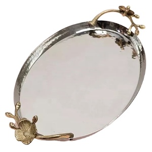 ถาดโลหะโมเดิร์นสำหรับบ้านและโรงแรม,ถาดโลหะดีไซน์ทันสมัยสีเงินใช้สำหรับเครื่องครัวถาดเสิร์ฟชิ้นโบราณ - Product Image 1