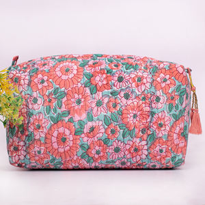 Trousse de Maquillage Réutilisable Écologique à Motifs Floraux, Pochette de Voyage Multifonctionnelle à Fermeture Éclair, Ensemble de Sacs Organisateurs Cosmétiques Durables - Product Image 3