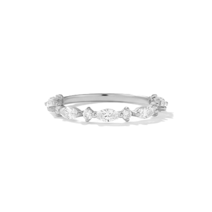 Bague de mariage minimaliste en or massif 10K 14K avec diamants de laboratoire taille marquise et ronds, et bague tendance en moissanite – Vente en gros - Product Image 3