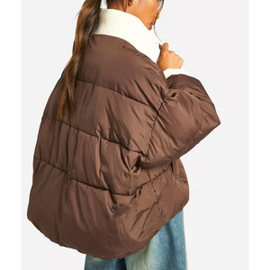 Veste matelassée courte pour femme avec logo personnalisé, en nylon imperméable, service OEM, vente en gros, pièces détachables réversibles - Product Image 3