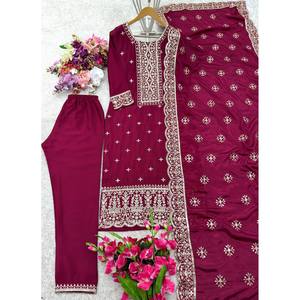 Hermoso conjunto de traje de fiesta para mujer con pantalón superior Dupatta - Product Image 2
