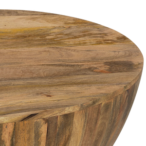 Table basse ronde en bois de manguier massif, style européen, finition naturelle, pour salon, meubles en bois pour la maison - Product Image 4