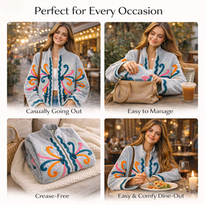 Blouson Bomber en Velours Brodé Fait Main pour Femme, Manches Longues, Col Montant, Broderie Frontale, Veste d'Hiver - Product Image 6