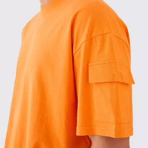 New Style <b>Down</b> Shoulder with Pocket Tshirt Short Set Summer Causal Two Piece Men Shirt Set cotton material Breathable Summer Set - Product Image 3