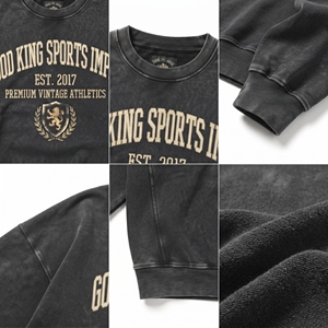 <b>Mens</b> Winter Heavyweight Crewneck Sweatshirt Embroidered Front Logo Custom Made Cotton Fleece <b>Pullover</b> Regular Fit Streetwear - Product Image 3