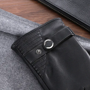 Gants en cuir chauds d'hiver de haute qualité pour hommes et femmes, compatibles avec les écrans tactiles, accessoire de mode thermique - Product Image 6