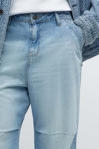 Pantalones Cargo de Mezclilla Azul Claro para Hombre, Cintura Media, Corte Holgado, Algodón Lavado, Estilo Casual de Primavera - Product Image 3