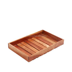 Venta al por mayor de madera rústica fruta seca organizador de granja decorativa bandeja de madera para servir con asas para Cocina - Product Image 3