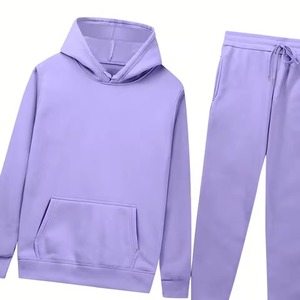 Custom Lavender Purple <b>Tracksuit</b> OEM ODM Pullover Hoodie Jogger Set Unisex Winter Fleece Casual Sportswear Wholesale - Product Image 2
