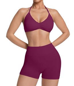High Waist <b>Booty</b> Lifting Shorts For Women Breathable Spandex Yoga Sets Two Piece Workout Sets Tank Top Matching Gym Yoga Active - Product Image 1