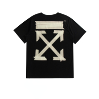 T-shirt Homme Manches Courtes OW de Haute Qualité en Toile 100% Coton avec Motif Religieux Marguerite Feux d'Artifice et Bande Bronzante