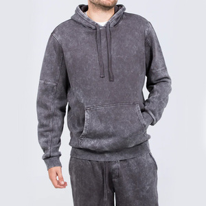Sweat-shirt à capuche délavé à l'acide, en coton épais, personnalisable, pour l'hiver, vêtement décontracté pour impression personnalisée - Product Image 1