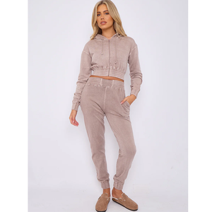 Produit le plus vendu : Ensemble de survêtement élégant et personnalisé effet délavé pour hommes et femmes, vente en gros, survêtement femme de haute qualité effet délavé à l'acide - Product Image 6