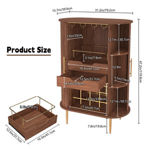 Portabottiglie Multifunzionale per 12 Bottiglie, Mobile Bar in Stile Rustico per Soggiorno e Cucina - Product Image 3
