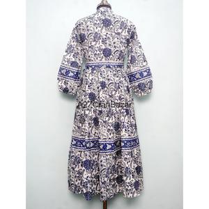Elegant Casual Daily Loose Maxi Dress Ladies Single Breasted Cotton Floral Breathable Natural Waist - Product Image 6