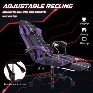 Sedia da Gaming Ergonomica in Pelle PU con Altezza Regolabile e Ruote per Casa, Ufficio o Videogiochi - Product Image 2