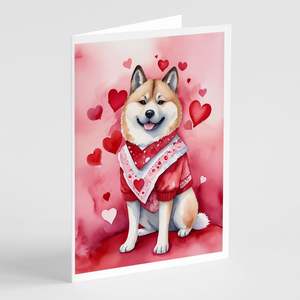 Akita My Valentine Whimsical A7 Tamaño 5x7 Tarjetas de notas en blanco Paquete de 8 tarjetas de felicitación en blanco con sobres - Product Image 1