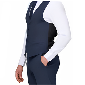Chaleco de Traje Formal para Hombre, Lana/Poliéster, Resistente a las Arrugas, Estilo Ejecutivo, Corte Entallado, Negro, Azul Marino, Gris, Blanco - Product Image 2