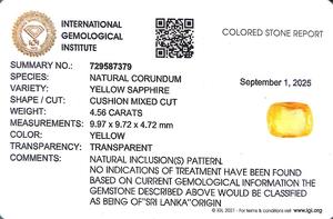 Saphir jaune naturel de 4,56 carats, pierres précieuses en vrac du Sri Lanka pour la fabrication de bijoux et de bagues YCNNS-201 - Product Image 6