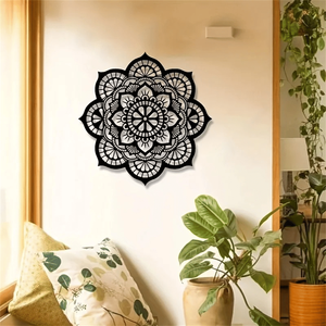 CIFbuy Grande Scultura da Parete Boho Chic con Mandala Floreale, Arte Geometrica 3D in Ferro, Scultura Artigianale da Appendere per Soggiorno - Product Image 3