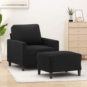 Fauteuil noir avec repose-pieds pour salon - Product Image 1