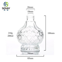 Vente en gros de flacons d'huile essentielle transparents de 200 ml, forme de panier à fleurs rétro, luxueux, flacon de parfum vide, aromathérapie, flacon en verre