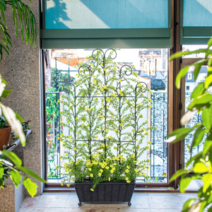 <strong>Artificial</strong> Yellow <strong>Flower</strong> Vine <strong>With</strong> Black Metal <strong>Trellis</strong> and Pot for Home Garden Wedding Decoration Decorative Plant Arrangement - Product Image 2