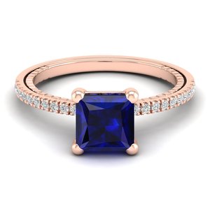 Bague REYES, dernier design, or 14 carats, diamant certifié IGI avec saphir bleu, pour femmes, bijoux fins faits à la main, cadeaux. - Product Image 5