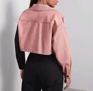 Wholesale New Arrival Women Summer Apparel Ladies Fashion Washed <b>Denim</b> <b>Jackets</b> Streetwear <b>Crop</b> <b>Denim</b> <b>Jackets</b> - Product Image 4