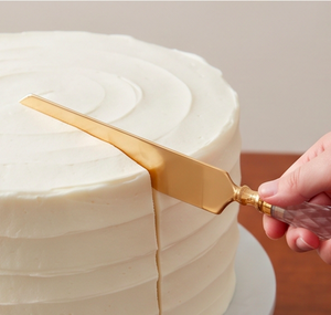 Ensemble de 2 couteaux et spatules à gâteau dorés avec manche en cristal, spatule métallique inclinée, outils à gâteau pour les fêtes - Product Image 4