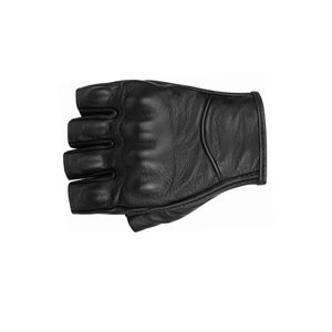 Sporty <b>Black</b> Leather <b>Fingerless</b> <b>Gloves</b> Wrist-Length Breathable Unlined For Sports Outdoor Use Spring Autumn Men's Motorcycle fit - Product Image 5
