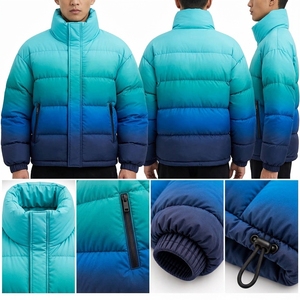 Veste matelassée unisexe à dégradé de couleurs, manteau d'hiver à col montant, fermeture éclair, streetwear d'extérieur, personnalisable, marque privée, OEM, ODM - Product Image 5