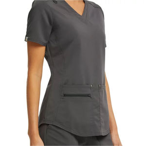 Nuevos Conjuntos de Uniformes Médicos de Alta Calidad para Mujer con Cuello en V Cruzado, Material de Punto Ultraelástico, Personalizados OEM, para Enfermeras y Personal Hospitalario - Product Image 6