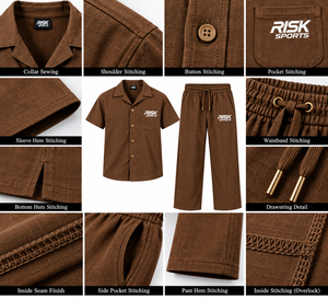 Conjunto Deportivo para Hombre Color Marrón, Sudadera con Botones y Pantalones Jogger con Logotipo Personalizado, Manga Corta, Ligero, Estilo Casual Urbano - Product Image 5