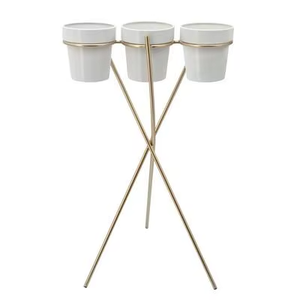 Maceta Cónica de Latón Antiguo Artesanal con Soporte de Hierro Negro, Macetero Alto para Plantas, Decoración Moderna para Esquinas del Hogar - Product Image 1
