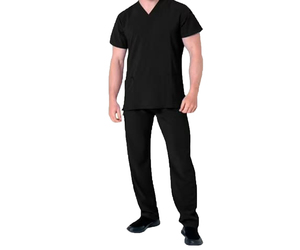 Ensemble de blouses médicales noires pour femmes, manches courtes, en coton tricoté, pantalon d'uniforme d'hôpital, tenue de travail médicale décontractée, vente chaude - Product Image 3
